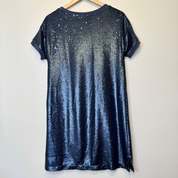 Moulinette Soeurs Antro Sequined Interstellar Navy Jewel Tone Tunic Shirt Dress - Picture 5 of 15